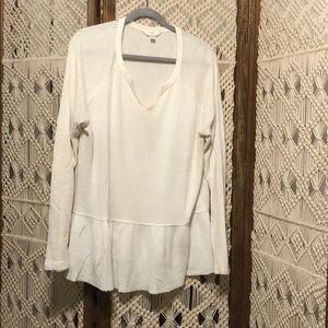White Peplum Thermal Shirt